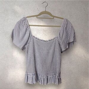 SO smocked flutter sleeve top